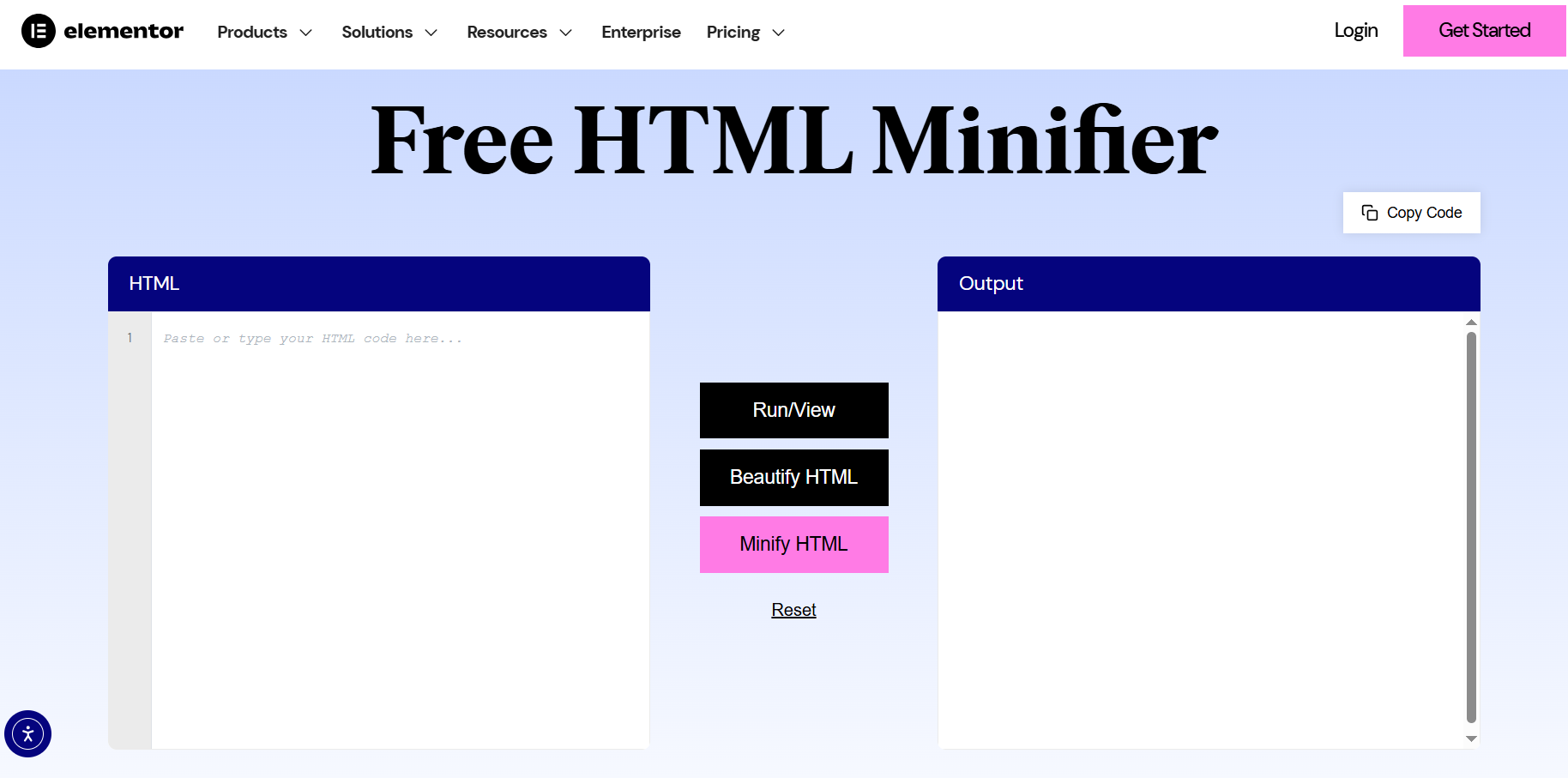elementor html minifier